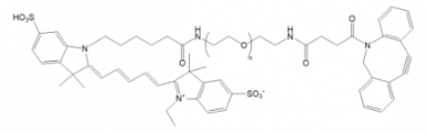 荧光染料Cy5-PEG-DBCO/聚乙二醇-二苯基环辛炔，激发发射波长Ex/Em(nm) 655/678