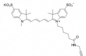 水溶性二磺酸基diSulfo-Cy5 alkyne/炔基炔烃(Ethyl)，CAS:1345823-20-2