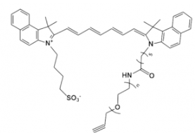 吲哚菁绿-聚乙二醇-炔基，ICG-PEG-alkyne/炔烃，溶于alcohols, DMSO, DMF等