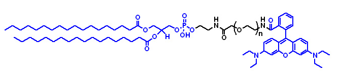 DSPE-PEG-Rhodamine 二硬脂酰基磷脂酰乙醇胺-PEG-罗丹明 DSPE-PEG-RB的高清结构式