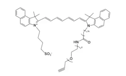 ICG-PEG-Alkyne，吲哚菁绿-聚乙二醇-炔基，荧光染料聚乙二醇氨基