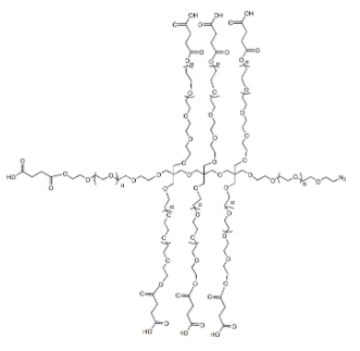 8-ArmPEG-(1Arm-N3,7Arm-carboxylic acid)，八臂聚乙二醇-(1臂-叠氮基，7臂-羧基）