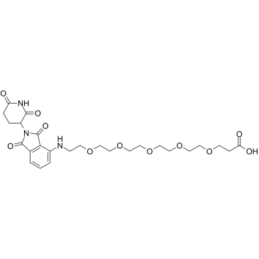 CAS： 2139348-63-1   Pomalidomide 4'-PEG5-acid	  泊马度胺 4'-PEG5-酸  