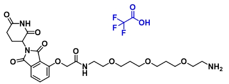 CAS：2435572-49-7     Thalidomide-O-amido-PEG1-(C1-PEG)2-C2-NH2(TFA)   沙利度胺-O-酰胺-一聚乙二醇-(C1-PEG)2-C2-氨基三氟乙酸盐