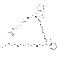 CAS:2107273-00-5   N-(Ac-PEG3)-N'-(azide-PEG3)-Cy7 chloride    N-(AC-三聚乙二醇)-N'-(叠氮-三聚乙二醇)-CY7染料