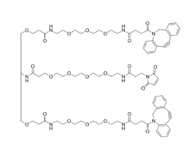 Mal-PEG4-bis-PEG3-DBCO，马来酰亚胺-四聚乙二醇-bis-三聚乙二醇-二苯基环辛炔