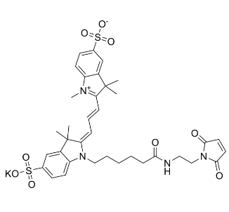 1656990-68-9，Sulfo-Cy3 maleimide，水溶性磺酸基-CY3 马来酰亚胺