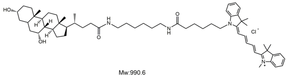 Cy5-Chenodeoxycholic acid，菁类染料Cy5修饰的鹅去氧胆酸
