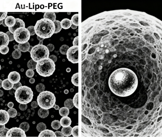 PEG化脂质体包裹金纳米颗粒(Au-Lipo-PEG) PEG化脂质体包裹金纳米颗粒(Au-Lipo-PEG)