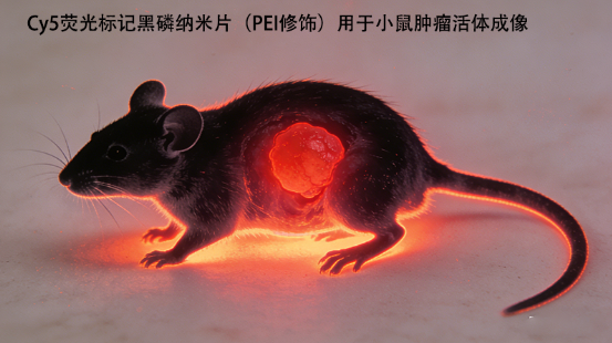 Cy5荧光标记黑磷纳米片(PEI修饰)用于小鼠肿瘤活体成像 Cy5荧光标记黑磷纳米片(PEI修饰)用于小鼠肿瘤活体成像