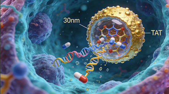 TAT修饰纳米金颗粒(30nm)细胞内药物递送 TAT修饰纳米金颗粒(30nm)细胞内药物递送