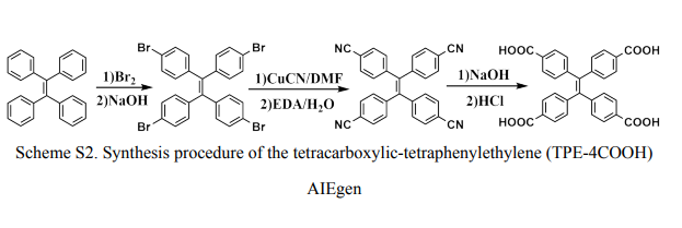 TPE-4COOH，四苯基乙烯(TPE)衍生物，具有pH响应性和聚集诱导发光性质的四苯基乙烯(TPE)衍生物TPE-COOH4