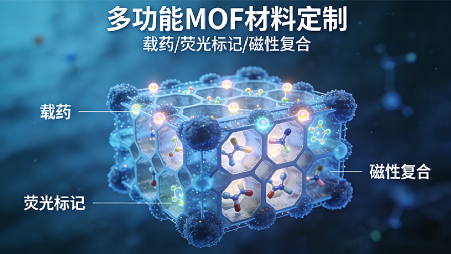 多功能MOF材料定制:载药/荧光标记/磁性复合