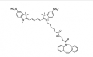 水溶性二磺酸基荧光染料diSulfo-Cy5 DBCO/二苯基环辛炔(Methyl甲基)，Ex/Em(nm) 646/662(图1)